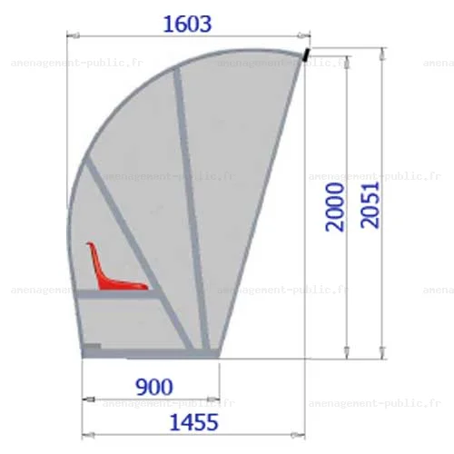 Abri de touche 10 places en aluminium et polycarbonate